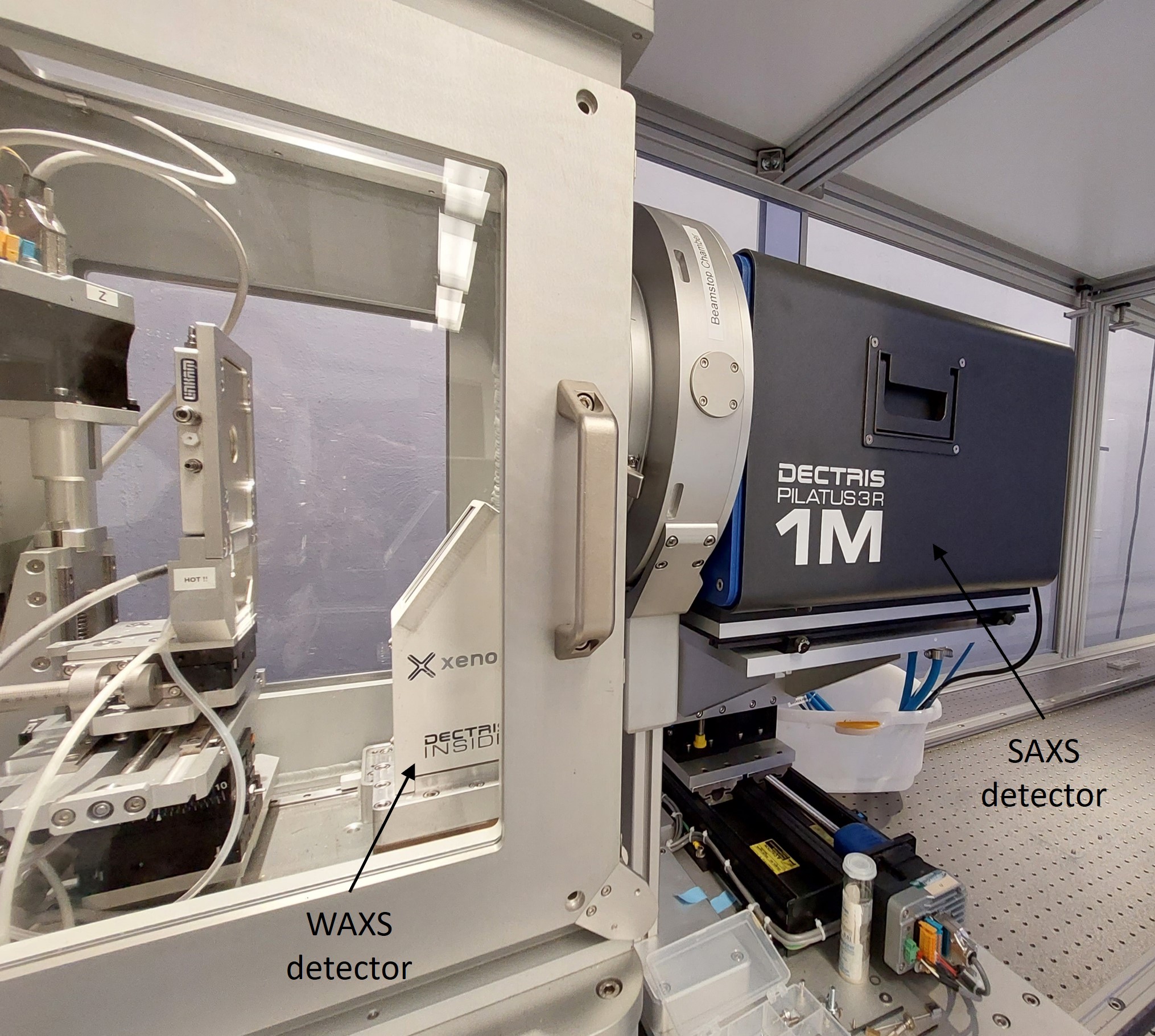 image of a 1M Pilatus solid state detector for small angle scattering, and a 100K Dectris detector