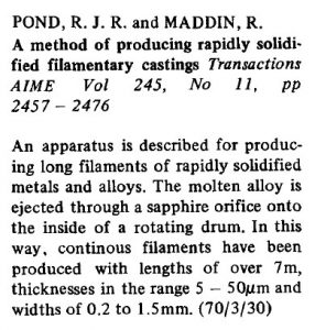 rapidly solidified filamentary castings