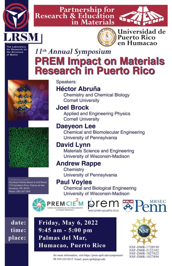 PREM 2022 Poster with Héctor Abruña, Joel Brock, Daeyeon Lee, David Lynn, Andrew Rappe, Paul Voyles on May 6, 2022, in Palmas del Mar, Humacao, Puerto Rico