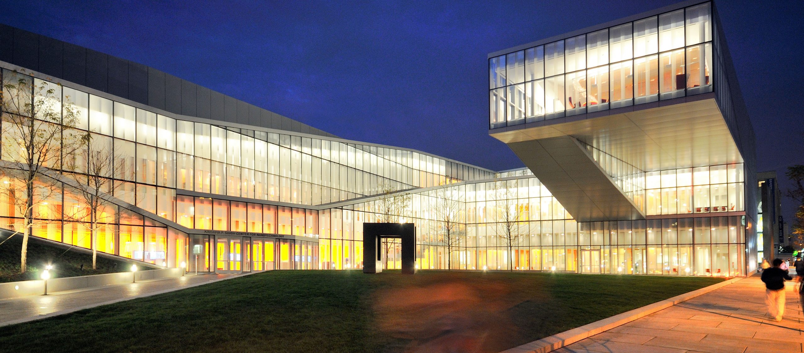 Singh Center for Nanotechnology building at night