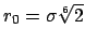 $r_0=\sigma\sqrt[6]{2}$